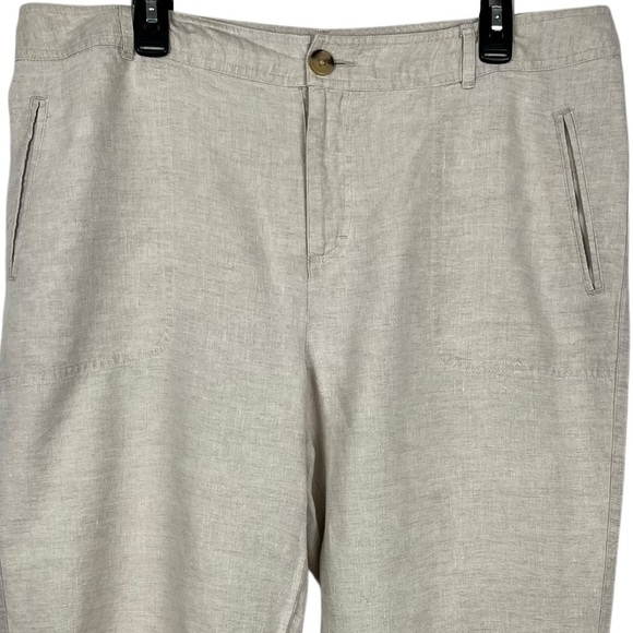 Cherokee Khaki 100% Linen Cropped Pants Lightweight & Versatile Size 18 - Picture 3 of 12